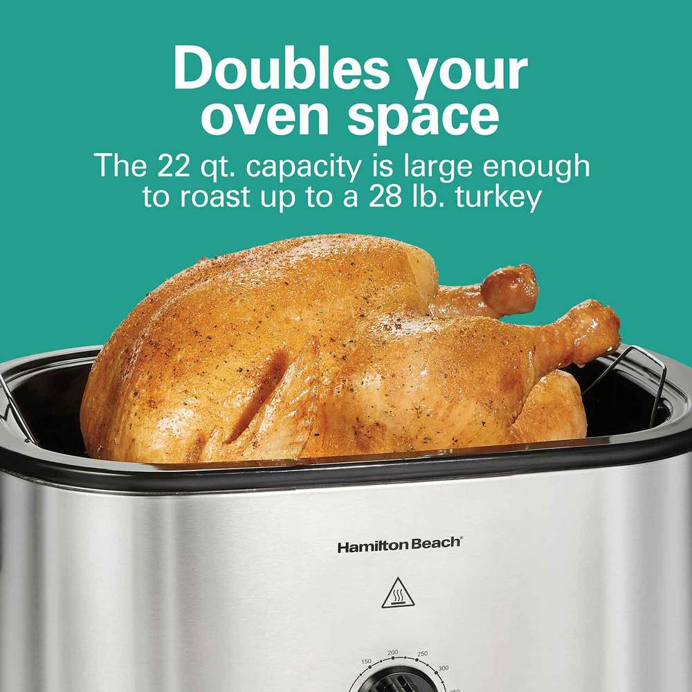 NEW XL Hamilton Beach Roaster Oven, Stainless Steel 22 Quarts-28 LB Turkey size